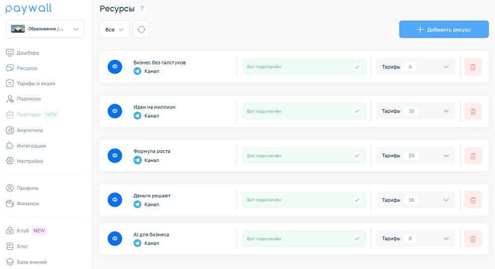 список каналов paywall